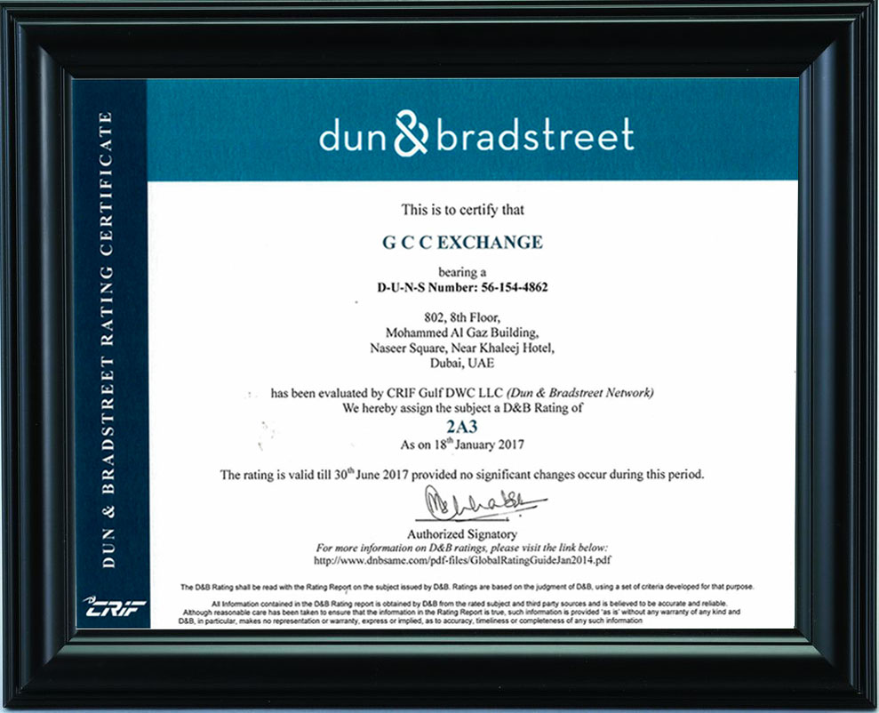 GCC Exchange Certified with Dun & Bradstreet Ratings